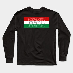 Budapest City in Hungary Flag Color Stripes Long Sleeve T-Shirt